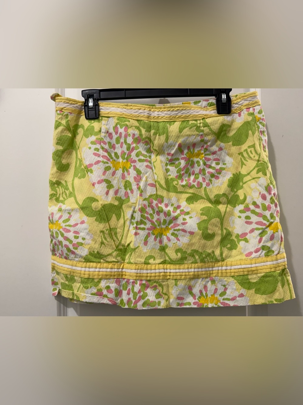 Lilly Pulitzer Yellow Floral Cotton Mini Skirt